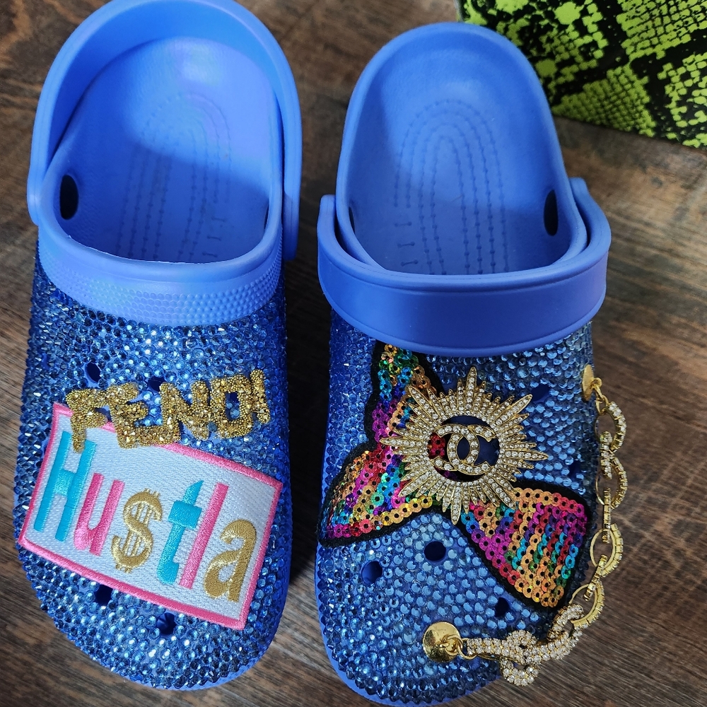 Embellished croc like clog